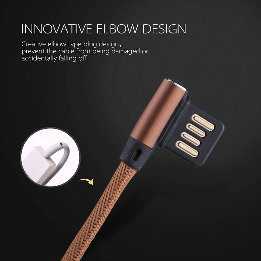 1m 2.4A Output USB to Micro USB Double Elbow Design Nylon Weave Style Data Sync Charging Cable