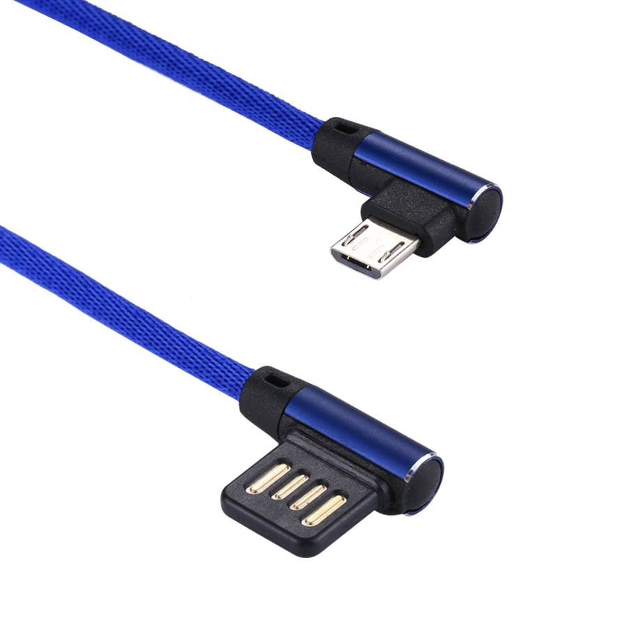 1m 2.4A Output USB to Micro USB Double Elbow Design Nylon Weave Style Data Sync Charging Cable