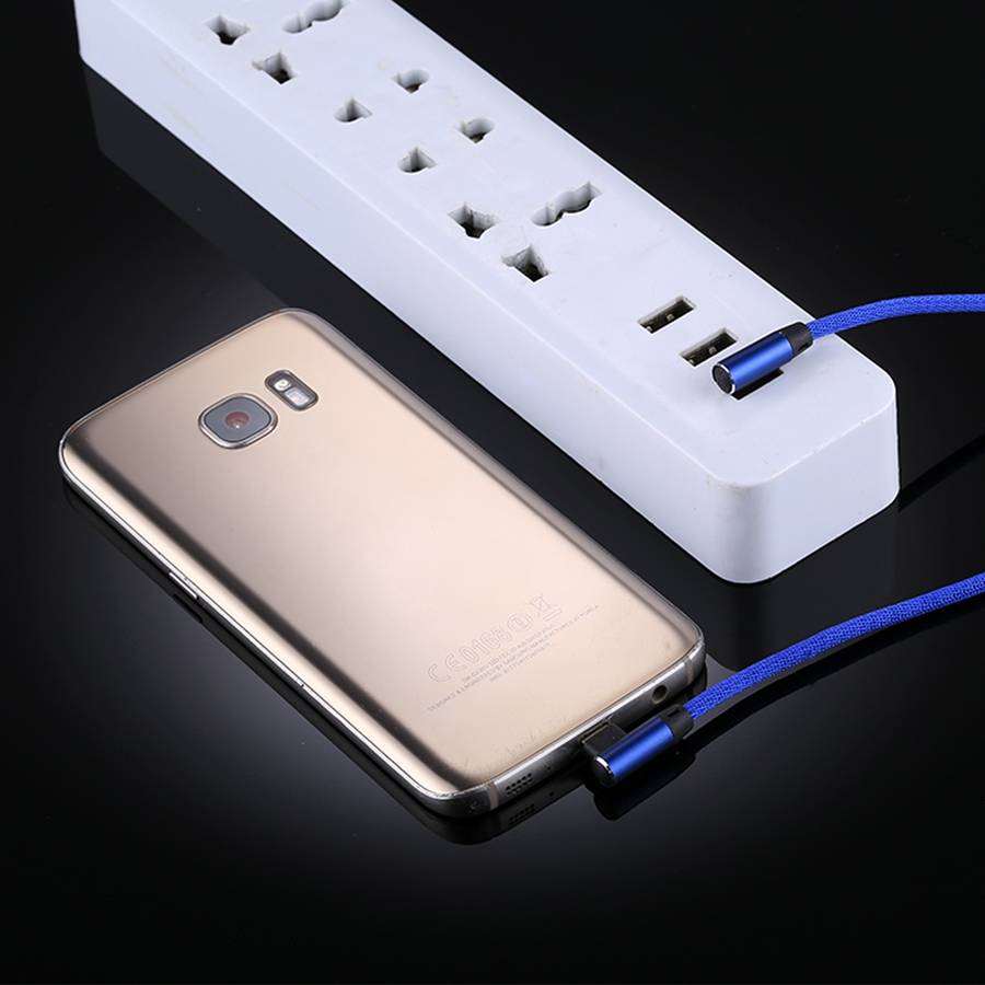 1m 2.4A Output USB to Micro USB Double Elbow Design Nylon Weave Style Data Sync Charging Cable