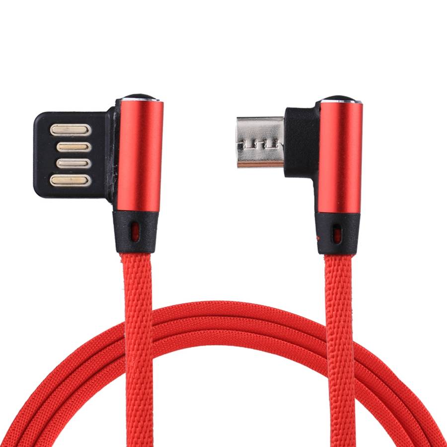 1m 2.4A Output USB to Micro USB Double Elbow Design Nylon Weave Style Data Sync Charging Cable