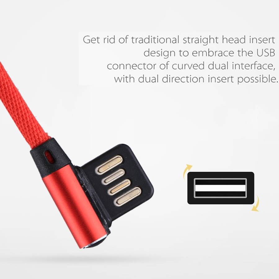 1m 2.4A Output USB to Micro USB Double Elbow Design Nylon Weave Style Data Sync Charging Cable