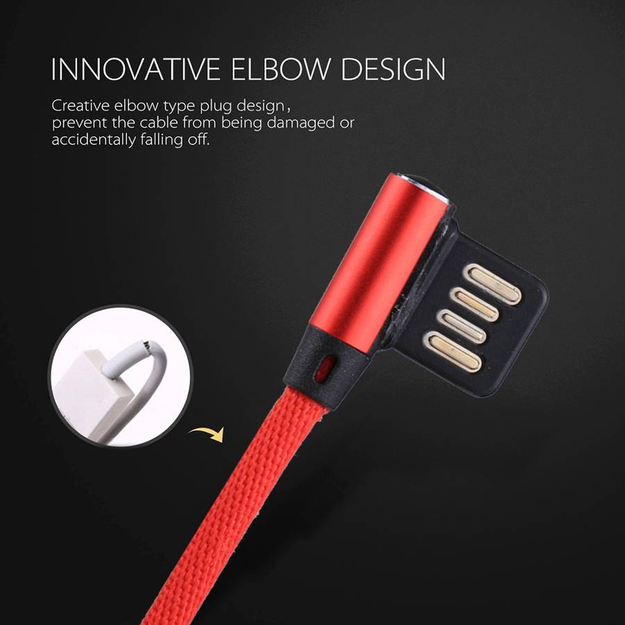 1m 2.4A Output USB to Micro USB Double Elbow Design Nylon Weave Style Data Sync Charging Cable