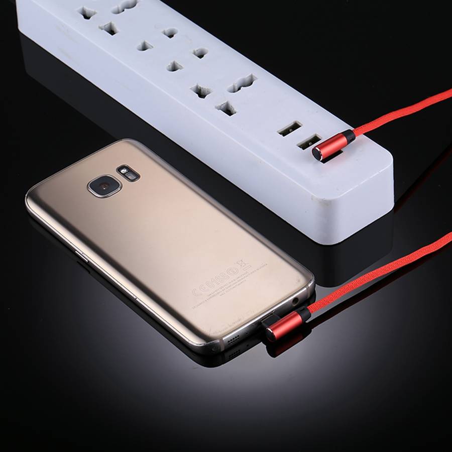 1m 2.4A Output USB to Micro USB Double Elbow Design Nylon Weave Style Data Sync Charging Cable