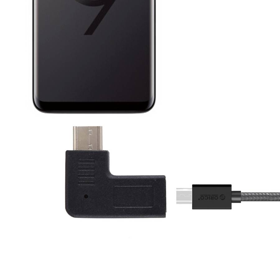 Micro USB Female to USB-C / Type-C Male Elbow Adapter Converter