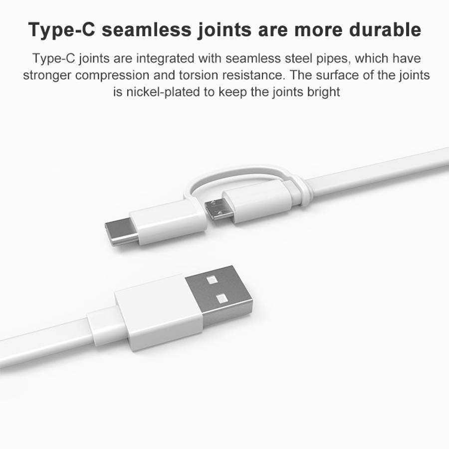 Original Honor AP55S 2 in 1 2A USB to USB-C / Type-C + Micro USB Interface Charging an ... (White)