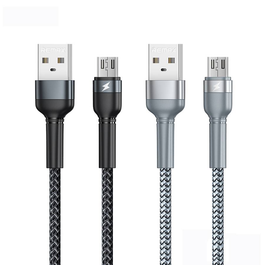 REMAX RC-124m 1m 2.4A USB to Micro USB Aluminum Alloy Braid Fast Charging Data Cable(Silver)