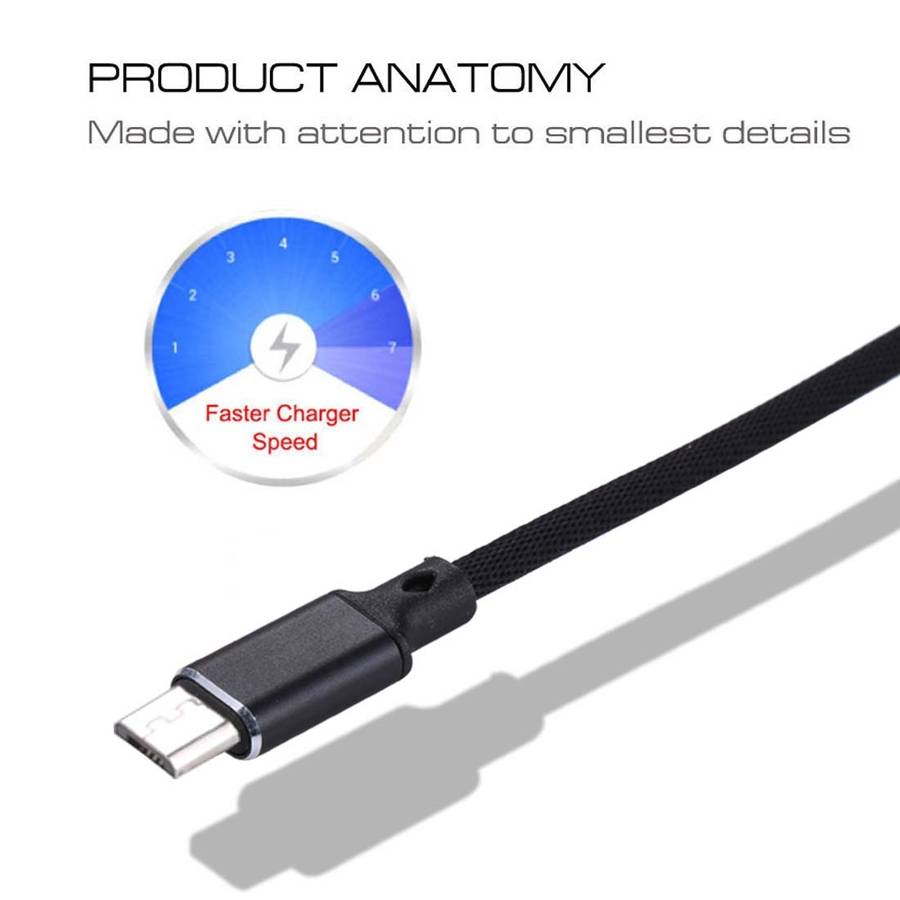 1m 2A Output USB to Micro USB Nylon Weave Style Data Sync Charging Cable