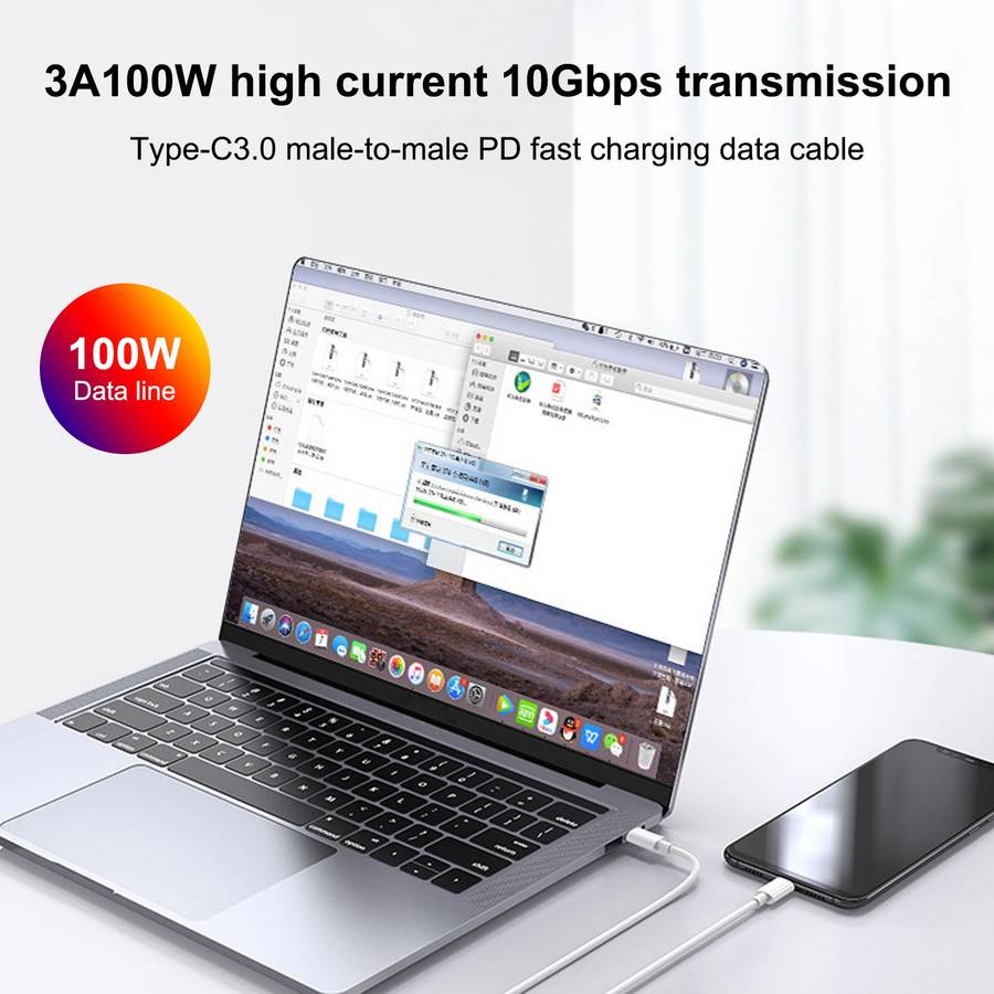 100W USB-C / Type-C to Type-C Fast Charging Data Cable, Length: 2m