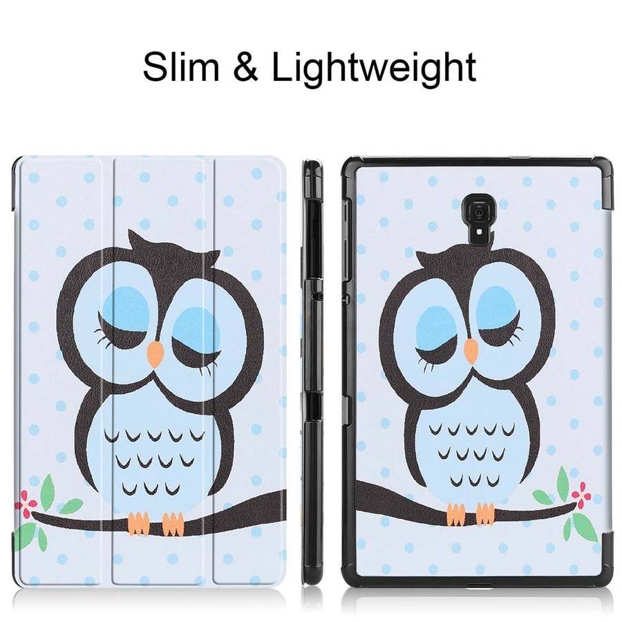 Blue Dots and Owl Pattern Horizontal Flip PU Leather Case for Galaxy Tab A 10.5 / T595 & T590, wit