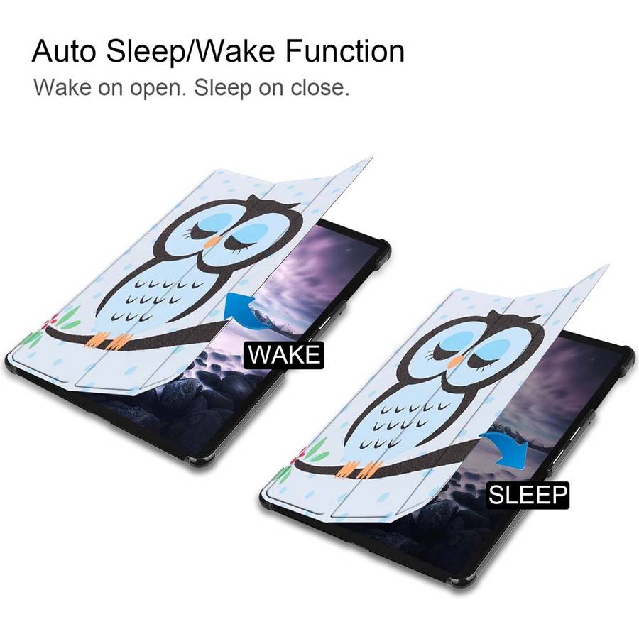 Blue Dots and Owl Pattern Horizontal Flip PU Leather Case for Galaxy Tab A 10.5 / T595 & T590, wit