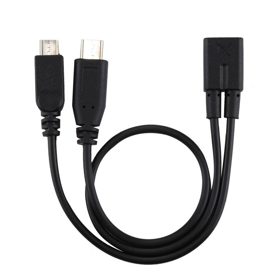 Micro USB Female to USB-C / Type-C Male + Micro USB Male Adapter Y Cable, Total Length: about 30cm