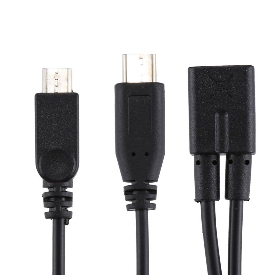 Micro USB Female to USB-C / Type-C Male + Micro USB Male Adapter Y Cable, Total Length: about 30cm