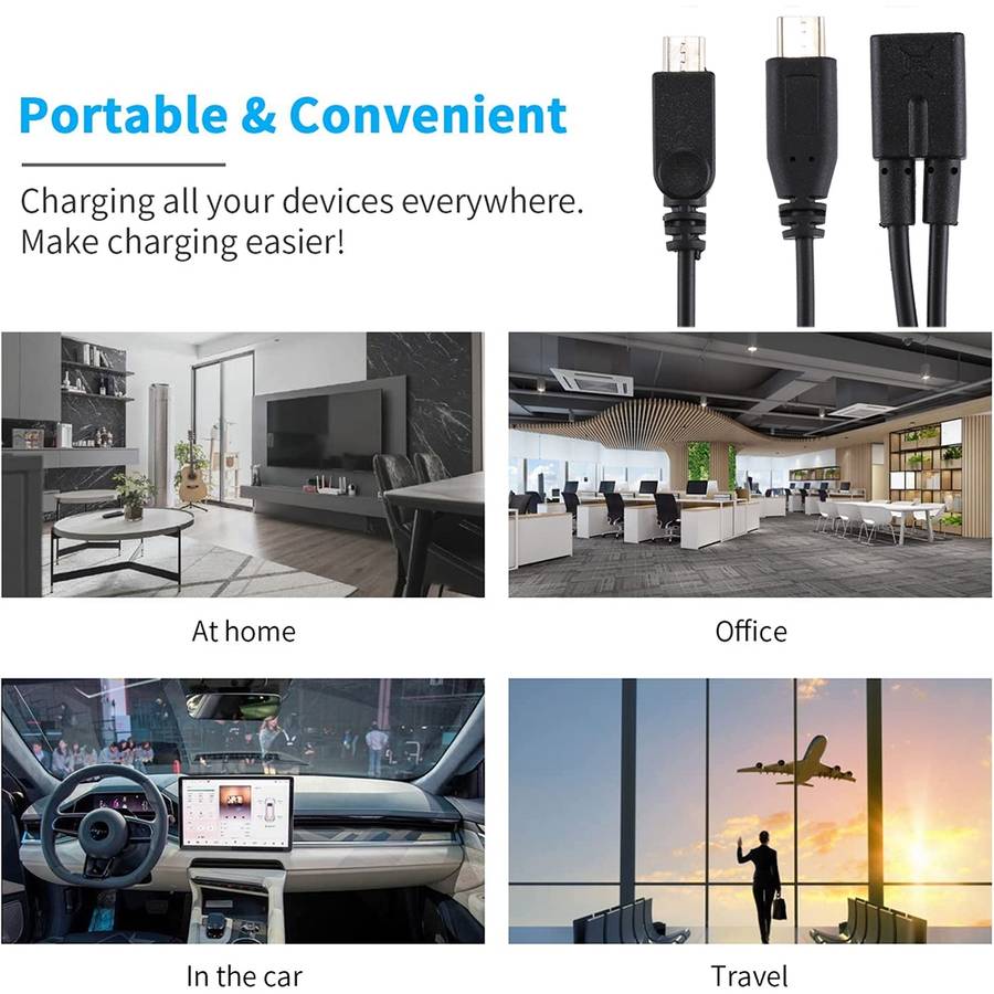Micro USB Female to USB-C / Type-C Male + Micro USB Male Adapter Y Cable, Total Length: about 30cm