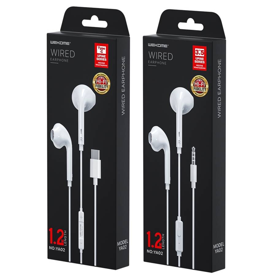 WK YA-02 Type-C In-Ear Wired Call Music Earphone, Length: 1.2m