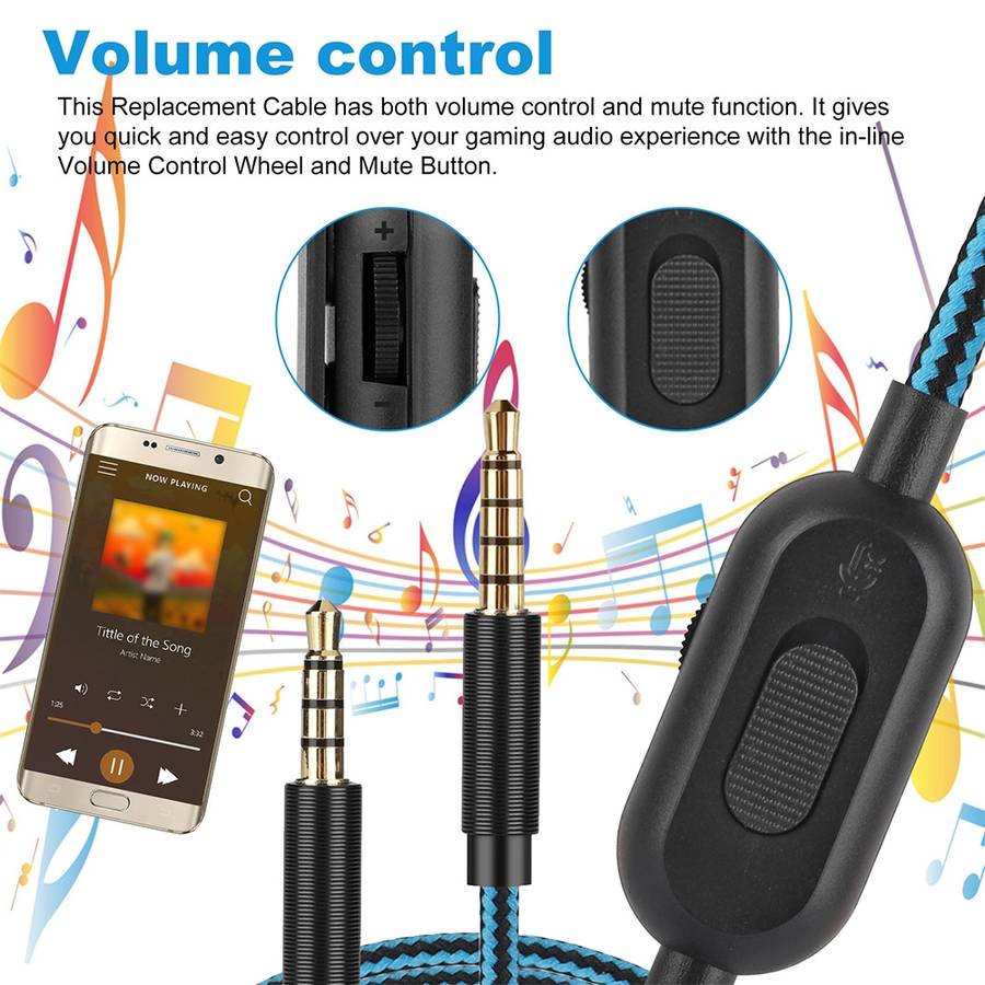 ZS0162 Straight Version Gaming Headset Audio Cable for Logitech Astro A10 A40 A30