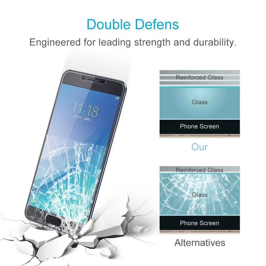 50 PCS 0.26mm 9H 2.5D Tempered Glass Film for Galaxy C7 Pro