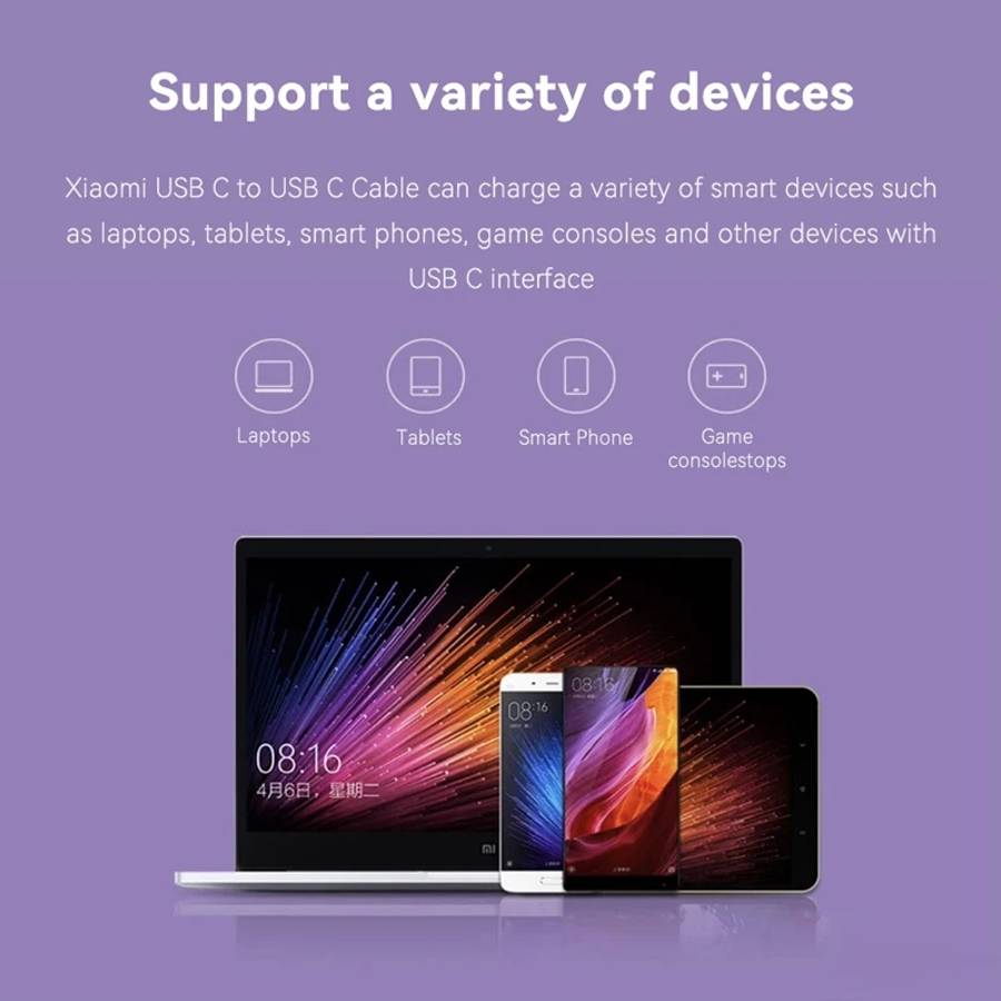 Original Xiaomi 5A USB-C / Type-C to USB-C / Type-C Fast Charging Data Cable, Length: 1.5m