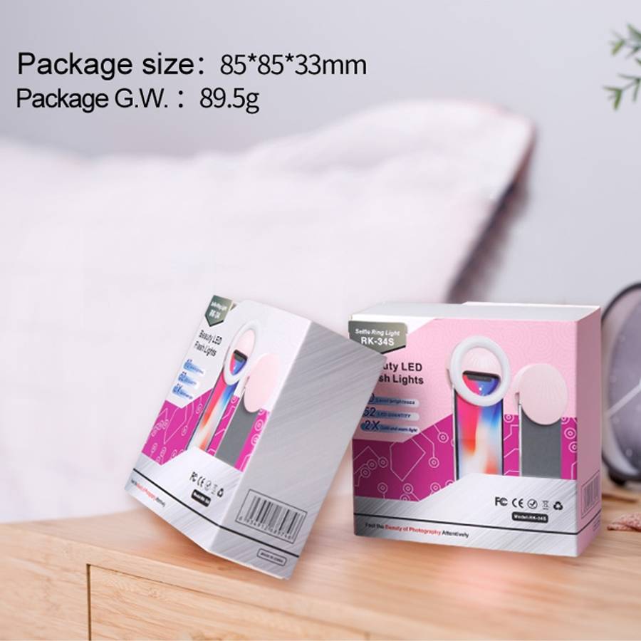 RK34 Rechargeable Beauty Selfie Light Selfie Clip Flash Fill Light (Pink)