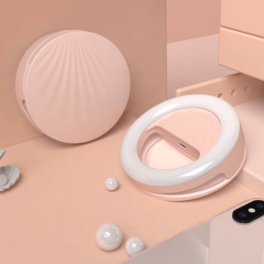 RK34 Rechargeable Beauty Selfie Light Selfie Clip Flash Fill Light (Pink)