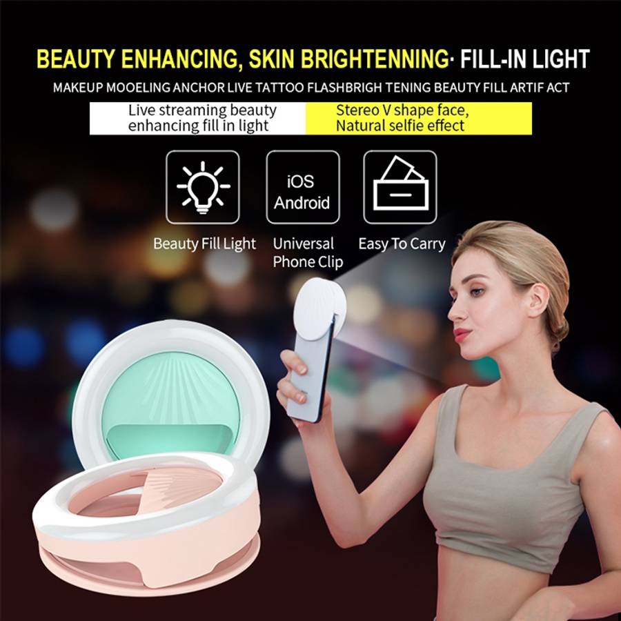 RK34 Rechargeable Beauty Selfie Light Selfie Clip Flash Fill Light (Blue)