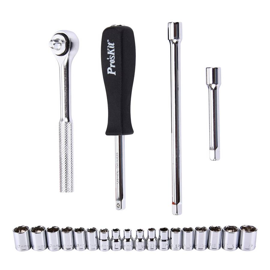 Proskit 8PK-SD016 23 PCS 1/4 inch Socket Head Screwdriver Set