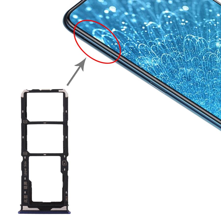 For Vivo Y7s SIM Card Tray + SIM Card Tray + Micro SD Card Tray (Blue)