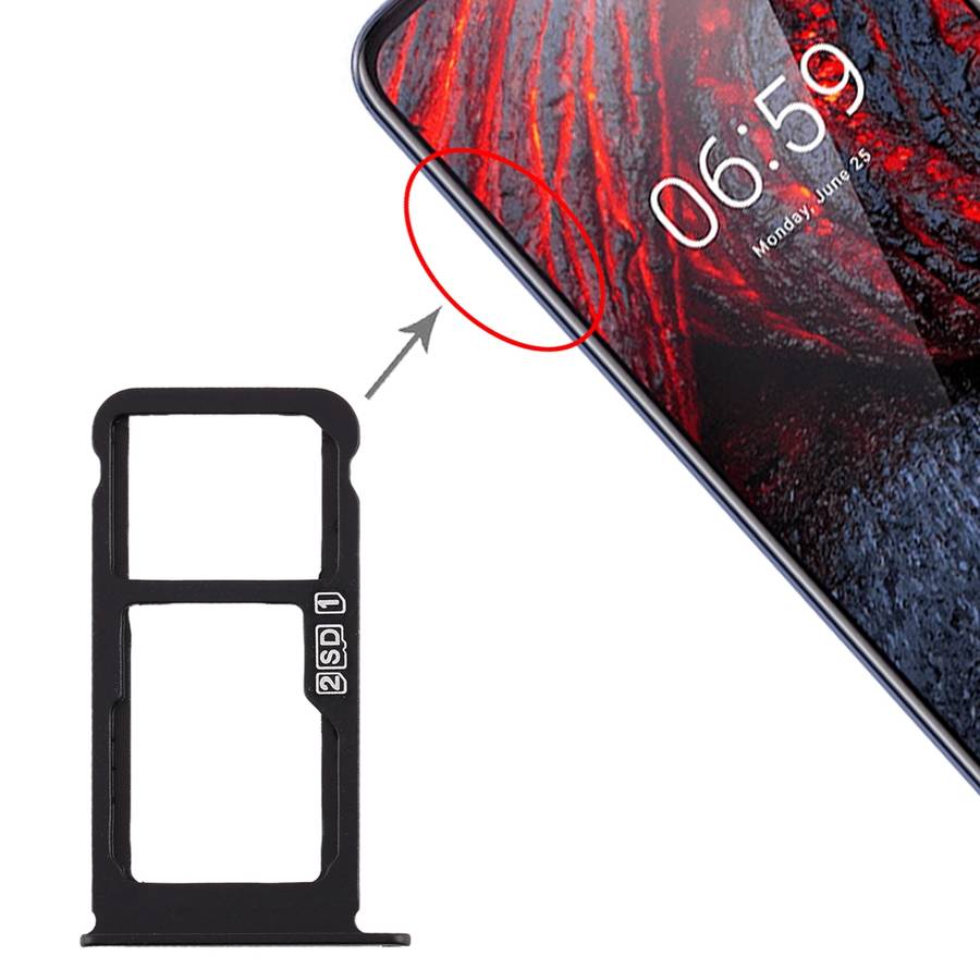 SIM Card Tray + SIM Card Tray / Micro SD Card Tray for Nokia X6 (2018) / TA-1099 / 6.1 ... (Black)