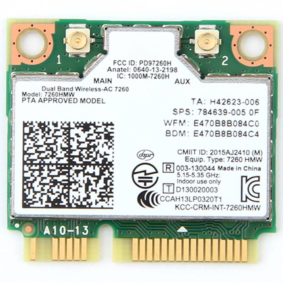 Dual Band Wireless Wifi Card for Intel 7260HMW Mini PCI-E 2.4G / 5Ghz WLAN Bluetooth 4.0 Wifi Card