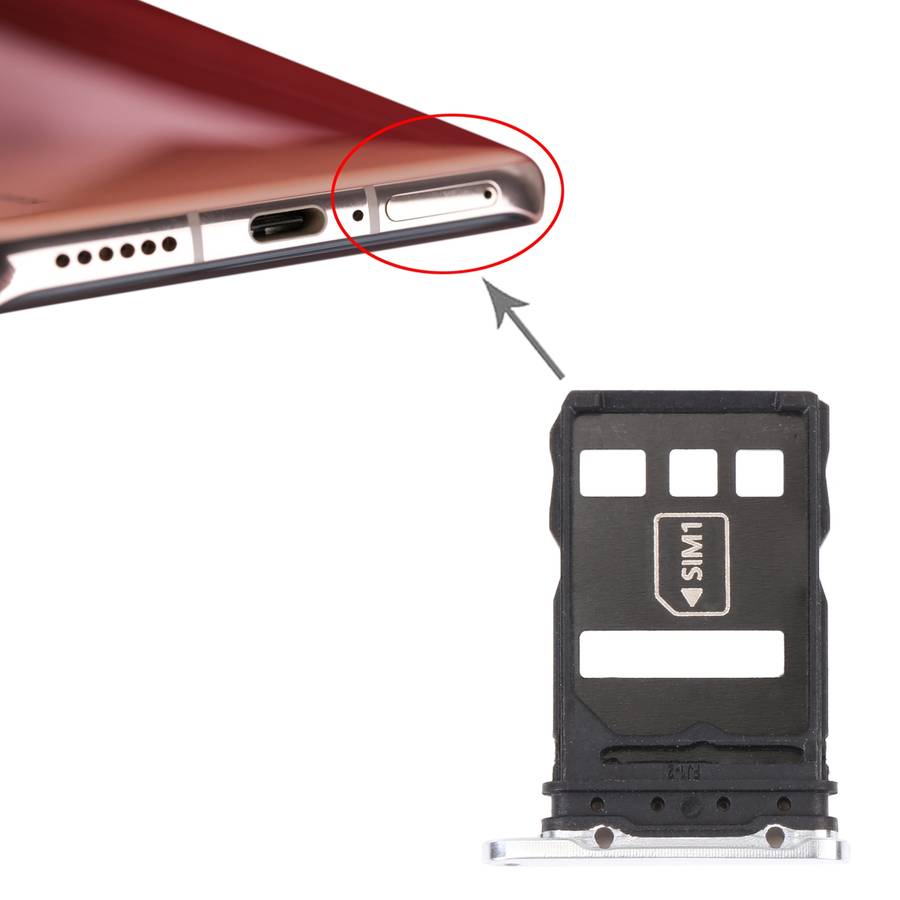SIM Card Tray + NM Card Tray for Huawei P40 Pro (Black)