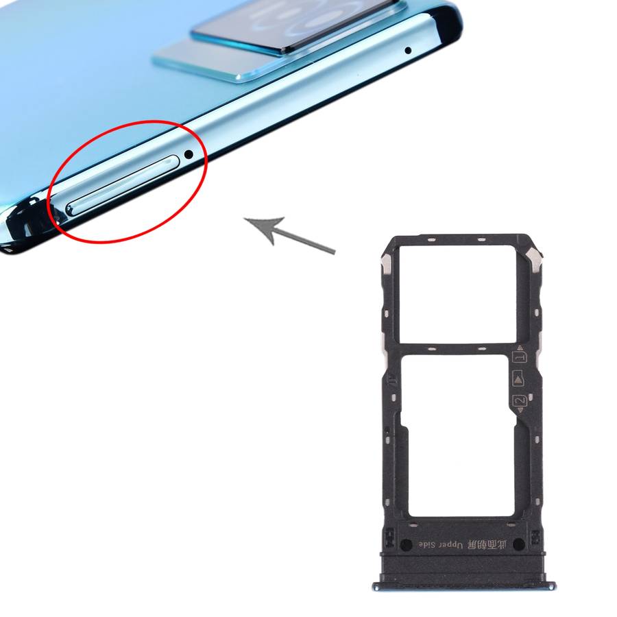 For vivo Y76s V2156A SIM Card Tray + SIM Card Tray / Micro SD Card Tray (Black)