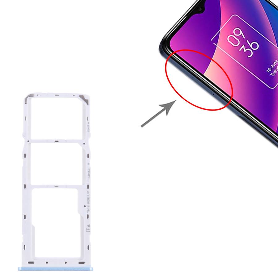 For TCL 30 SE / 30E / 305 / 306 Original SIM Card Tray + SIM Card Tray + Micro SD ... (Baby Blue)