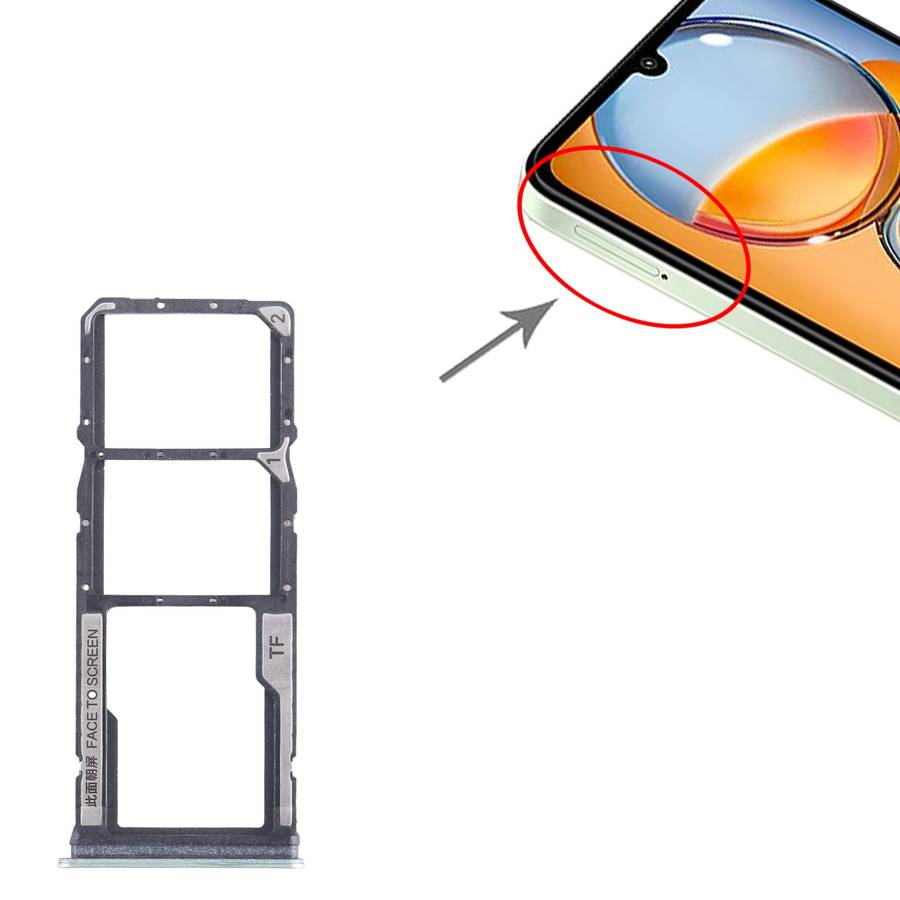 For Xiaomi Redmi 13C 4G SIM Card Tray + SIM Card Tray + Micro SD Card Tray (Black)