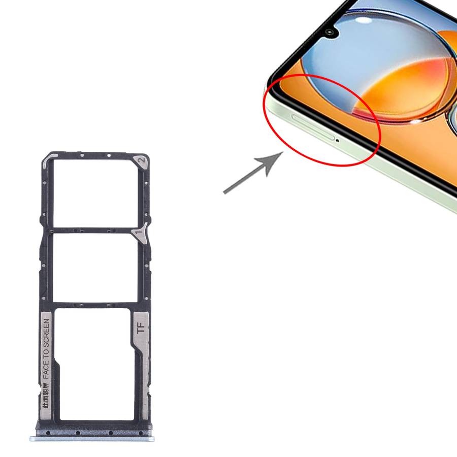 For Xiaomi Redmi 13C 4G SIM Card Tray + SIM Card Tray + Micro SD Card Tray (Black)