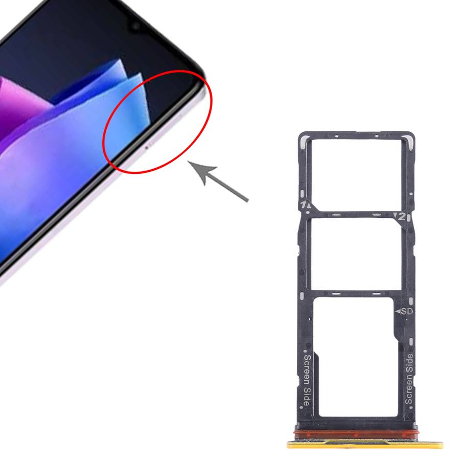 For Tecno Pop 7 BF6 SIM Card Tray + SIM Card Tray + Micro SD Card Tray (Black)
