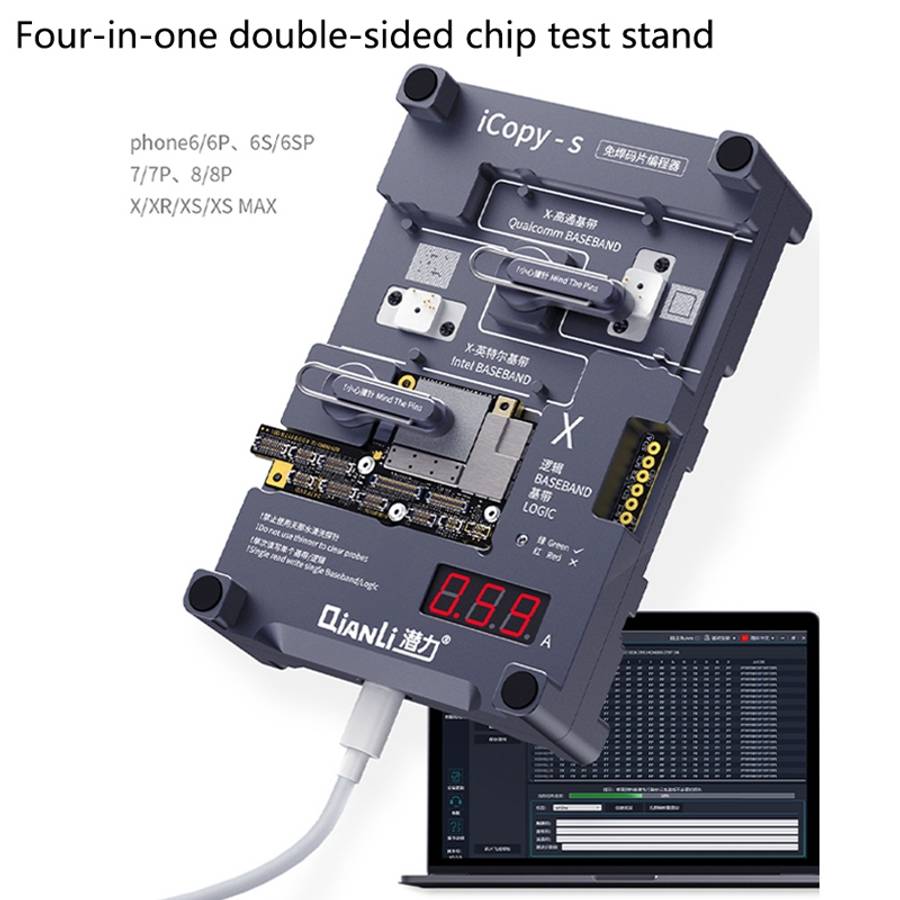 Qianli iCopy-S Double Sided Chip Test Stand 4 in1 Logic Baseband EEPROM Chip Non-removal For iPhone