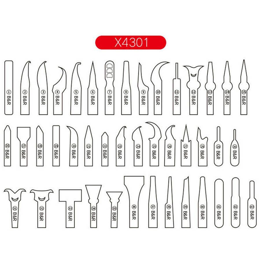 B&R X4301 43 in 1 Multi-Function CPU Glue Disassemble Knife Set