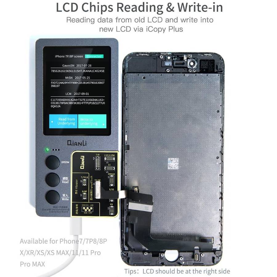 For iPhone 6 - 14 Pro Max 3 in 1 Qianli iCopy Plus 2.2 Repair Detection Programmer Set