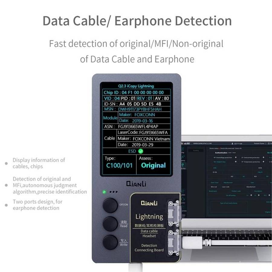 For iPhone 6 - 14 Pro Max 3 in 1 Qianli iCopy Plus 2.2 Repair Detection Programmer Set