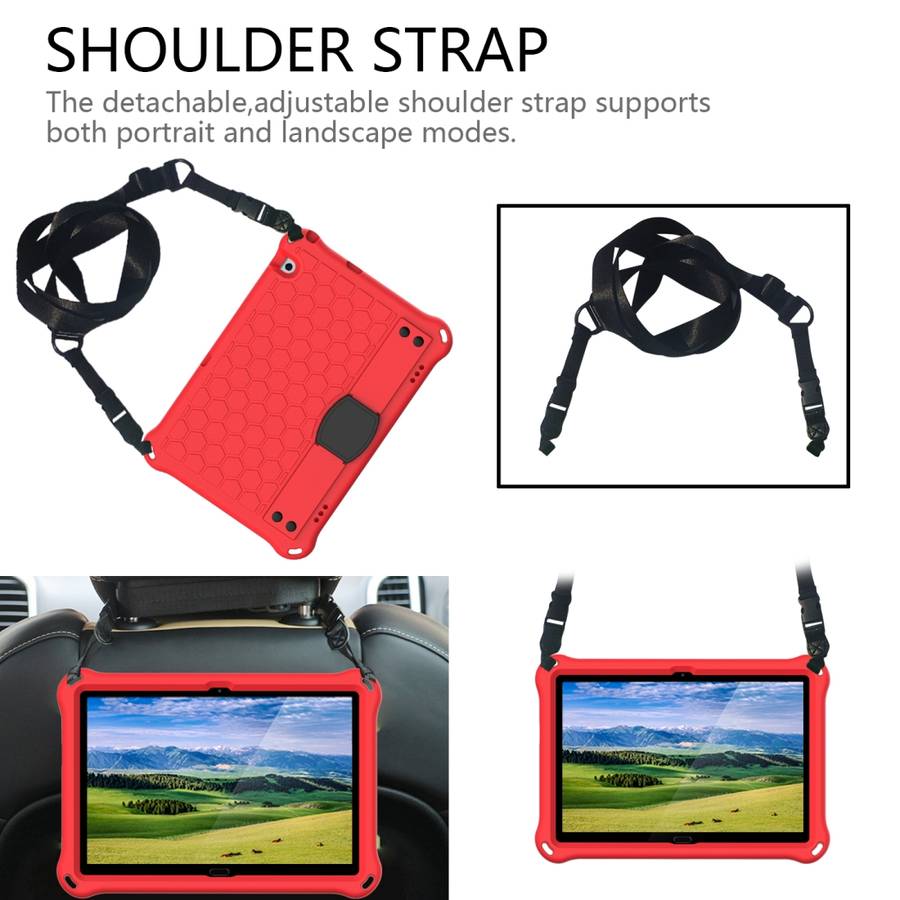 For Huawei MediaPad T5 10.1 Honeycomb Design EVA + PC Material Four Corner Anti Fa ... (Red+Black)