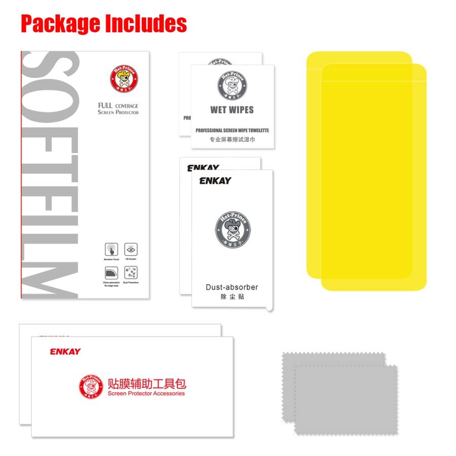 2 PCS ENKAY Hat-Prince 0.1mm 3D Full Screen Protector Explosion-proof Hydrogel Film for