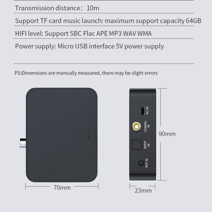 T6 Bluetooth 5.0 Computer TV Transmitter Fiber coaxial AUX Multifunction TF Card HiFI Bluetooth Au