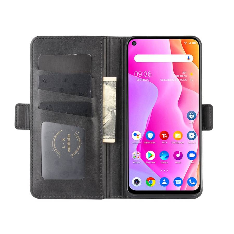 For TCL 10L Dual-side Magnetic Buckle Horizontal Flip Leather Case with Holder & Card ... (Black)
