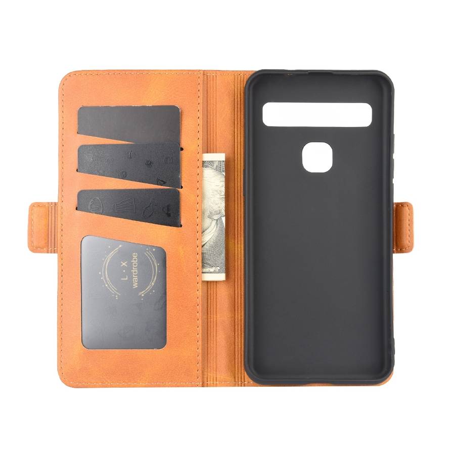 For TCL 10L Dual-side Magnetic Buckle Horizontal Flip Leather Case with Holder & Card ... (Yellow)