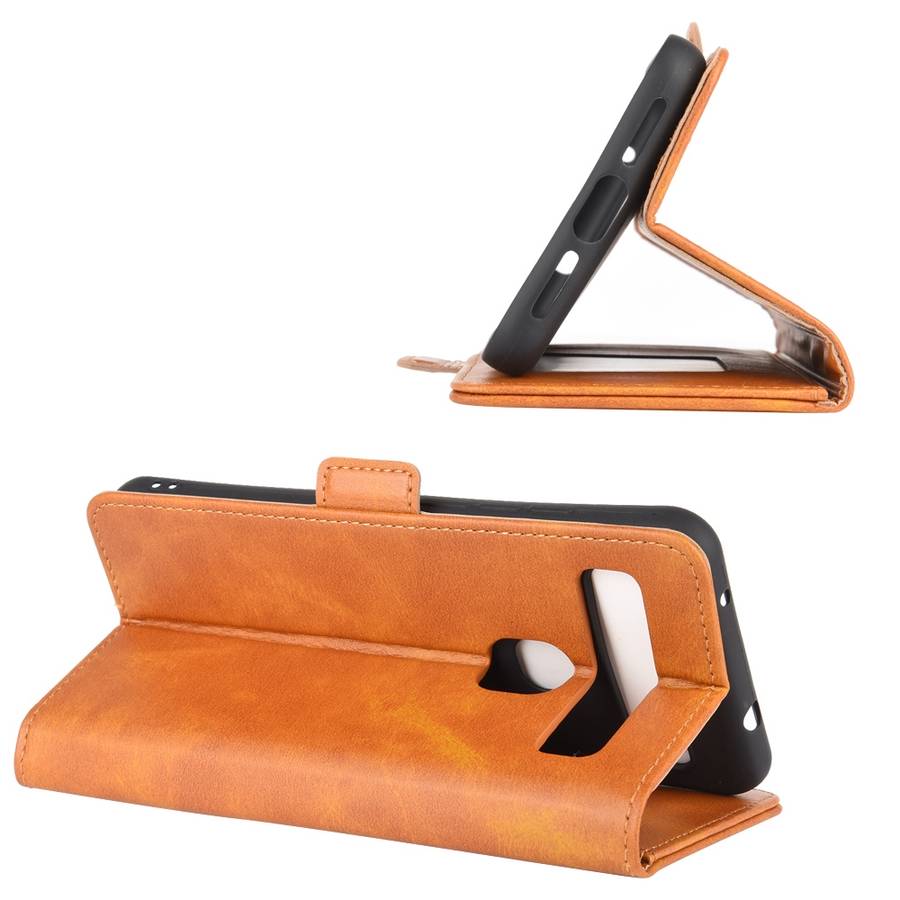 For TCL 10L Dual-side Magnetic Buckle Horizontal Flip Leather Case with Holder & Card ... (Yellow)