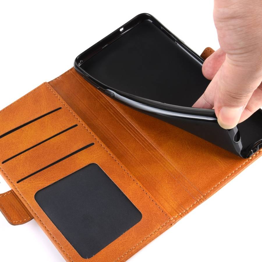 For TCL 10L Dual-side Magnetic Buckle Horizontal Flip Leather Case with Holder & Card ... (Yellow)