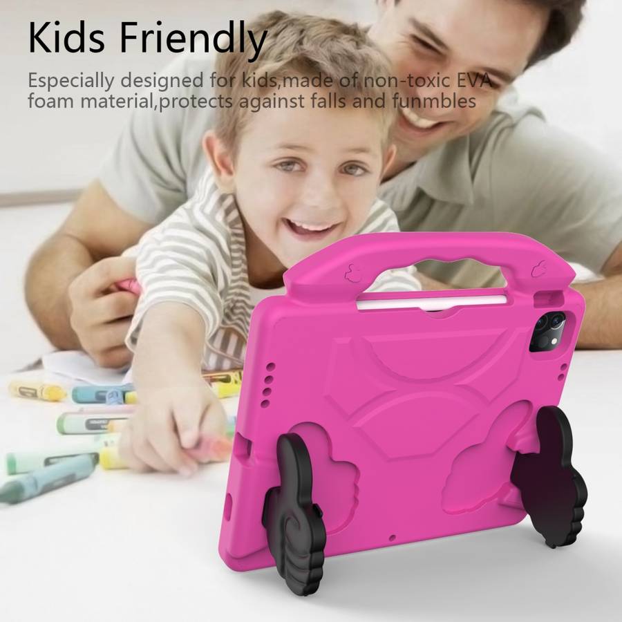 For iPad Pro 11 2020 EVA Shockproof Tablet Case with Thumb Bracket(Rose Red)