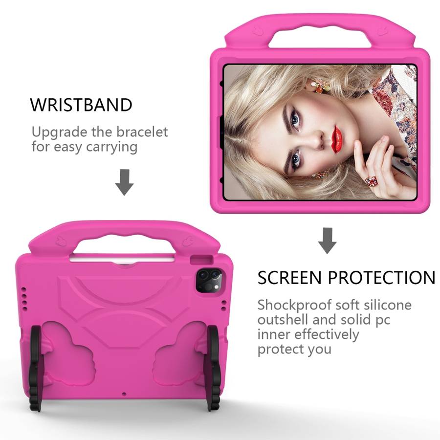 For iPad Pro 11 2020 EVA Shockproof Tablet Case with Thumb Bracket(Rose Red)