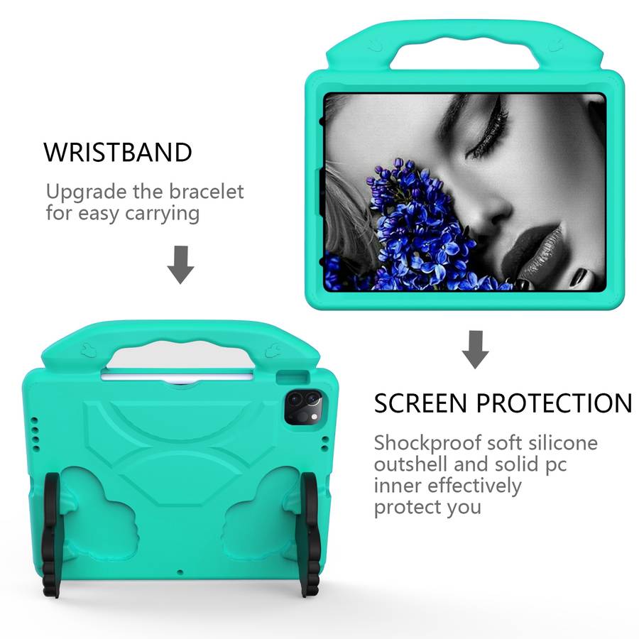 For iPad Pro 11 2020 EVA Shockproof Tablet Case with Thumb Bracket (Glacier Green)
