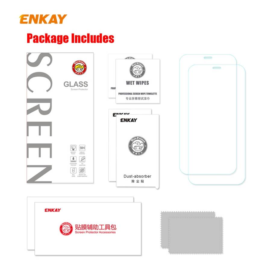 For iPhone 12 / 12 Pro 2pcs ENKAY Hat-Prince 0.26mm 9H 2.5D Curved Edge Explosion-proof Tempered G