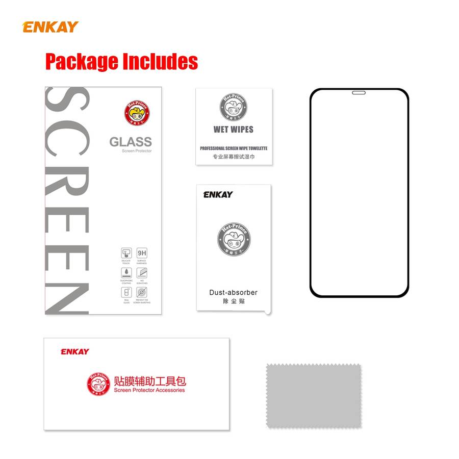 For iPhone 12 Pro Max ENKAY Hat-Prince Full Glue 0.26mm 9H 2.5D Tempered Glass Full Coverage Film